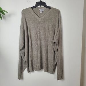 Vintage Aka Eddie Bauer Mens Sweater Ribbed Sleeve Gray Cream Specks XL